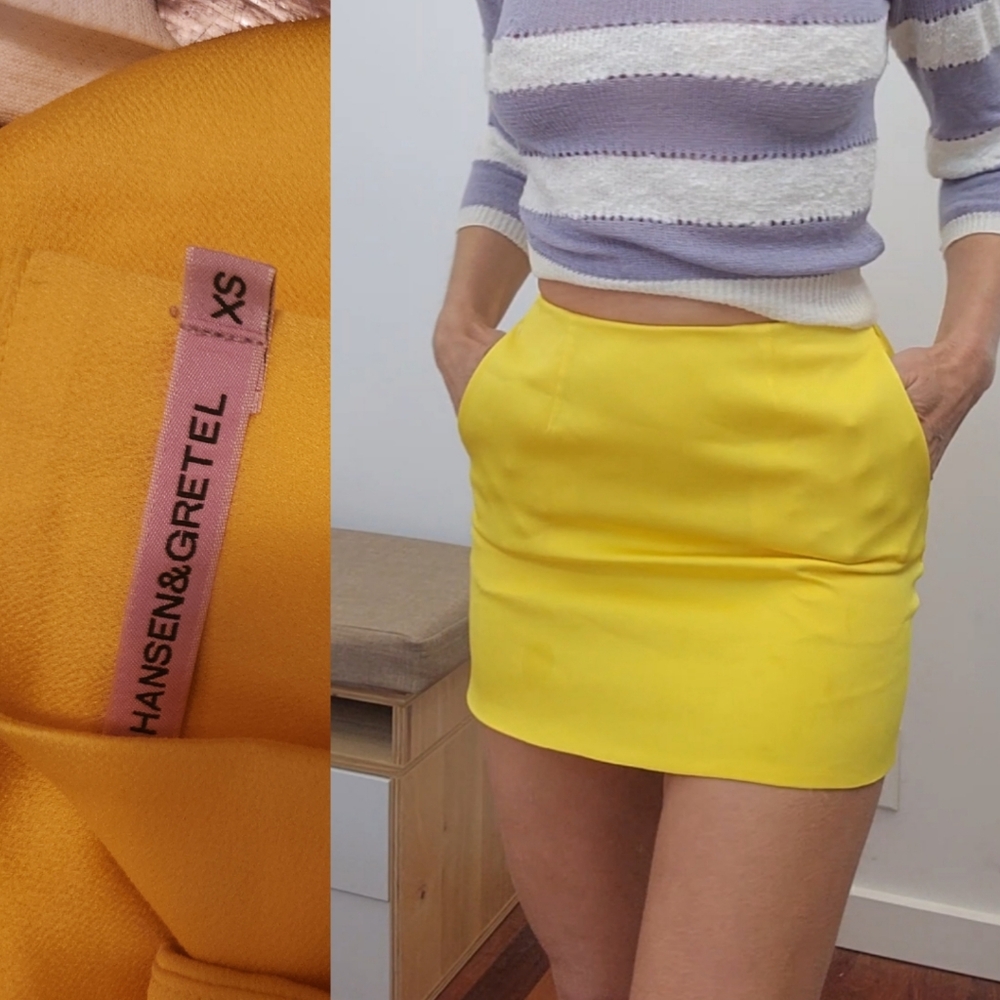 Nwot Hansel & Gretel wolf & badger pocket yellow mini skirt xs